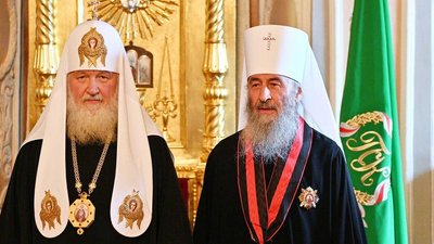 Патріарх Кирило — предстоятель РПЦ і митрополит Онуфрій — предстоятель УПЦ. Фото: РІСУ