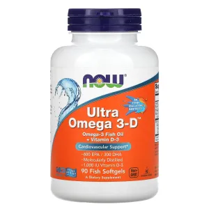 Омега-3 ультра + вітамін D3, Ultra Omega 3-D, Now Foods, 600 EPA / 300 DHA,