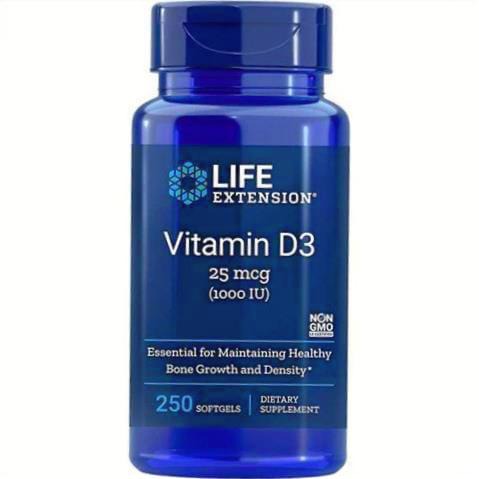Vitamin D3, Life Extension, 1000 МО, 250 гелевих капсул