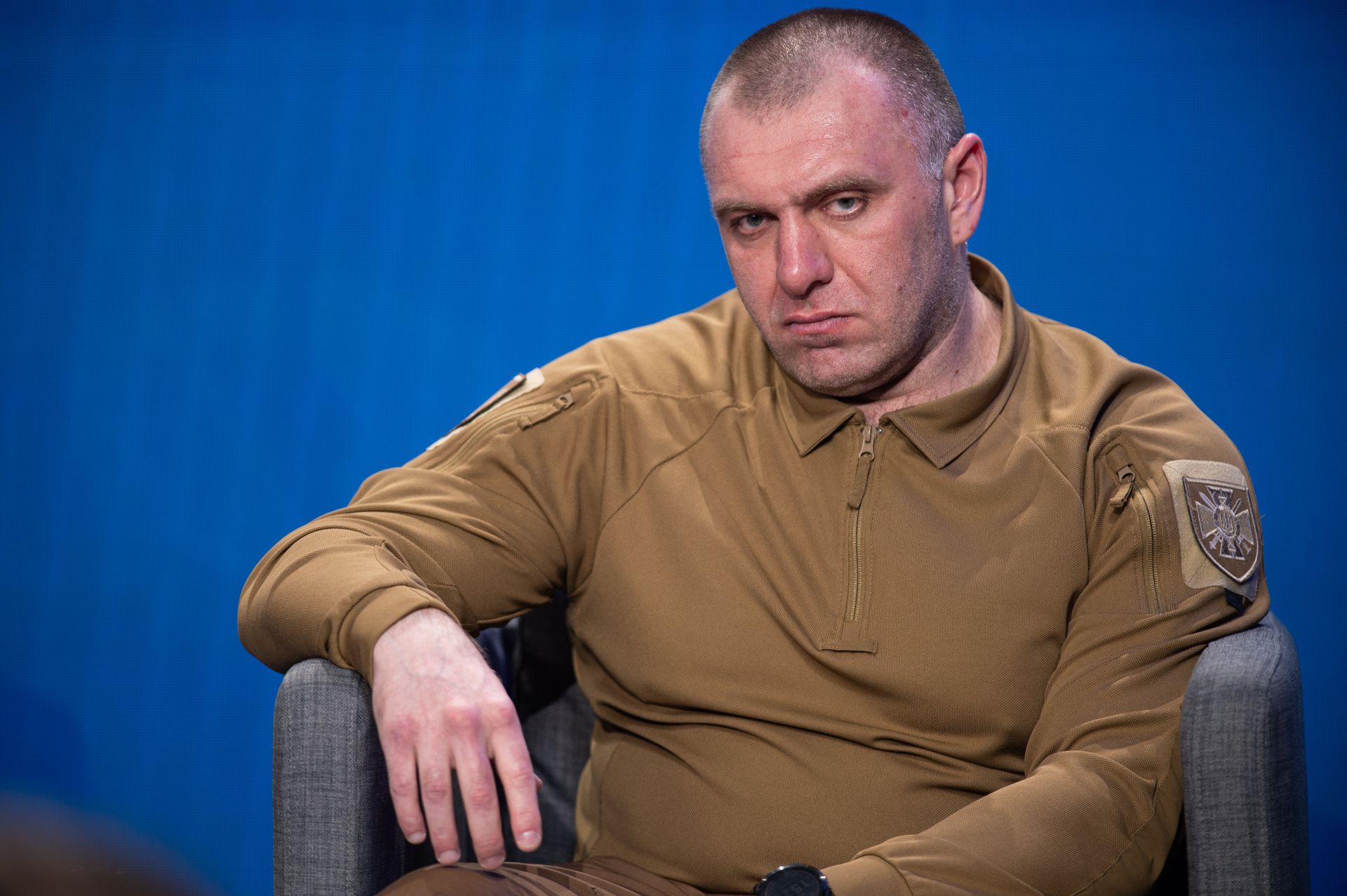 Василь Малік, тодішній голова Служби безпеки України, на пресконференції в Києві, 23 лютого 2025 року. (Danylo Antoniuk / Anadolu via Getty Images)