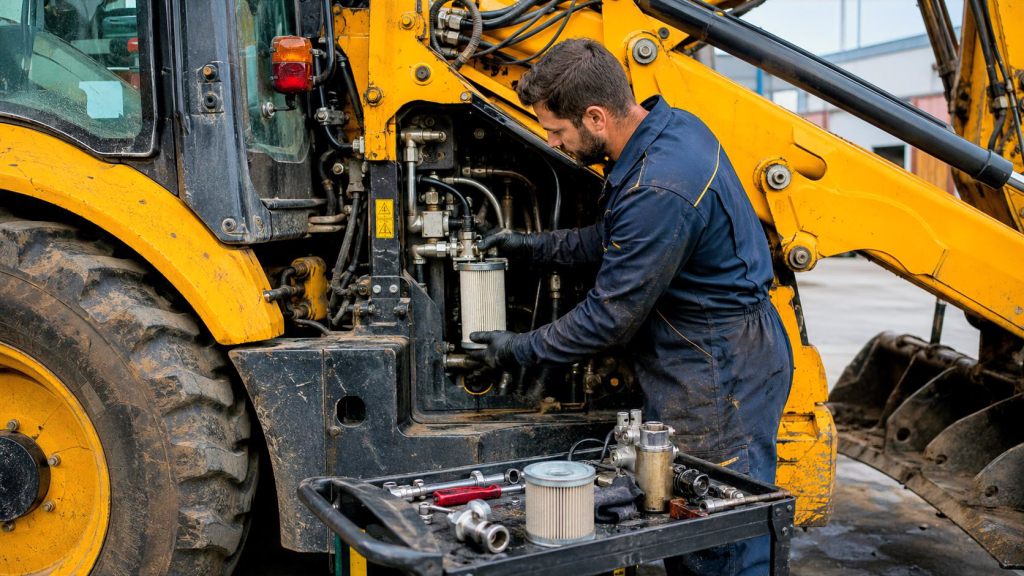 Монтаж фільтра на екскаватор-навантажувач JCB