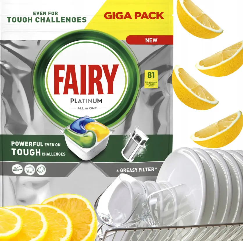 Капсули для посудомийної машини Fairy Platinum All In One, лимон