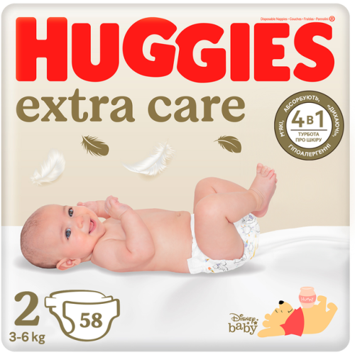 Підгузки Huggies Extra Care №2 4-6 кг 58 шт