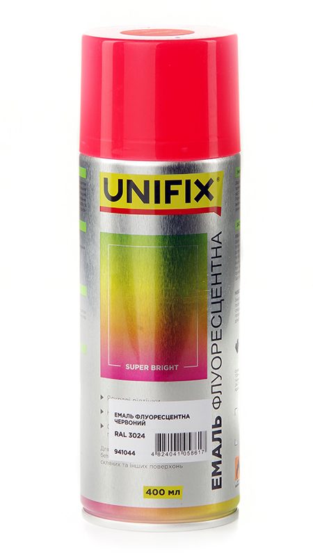 Емаль акрилова флуоресцентна RAL 3024 Червоний 400мл UNIFIX