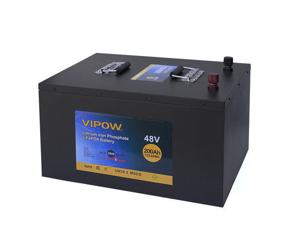 Литий-железо-фосфатный аккумулятор Vipow LiFePO4 51.2V 200 Ah (BMS 100A)