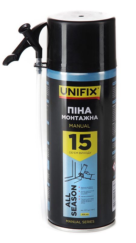 Піна монтажна ручна Всесезонна 15л 300мл UNIFIX