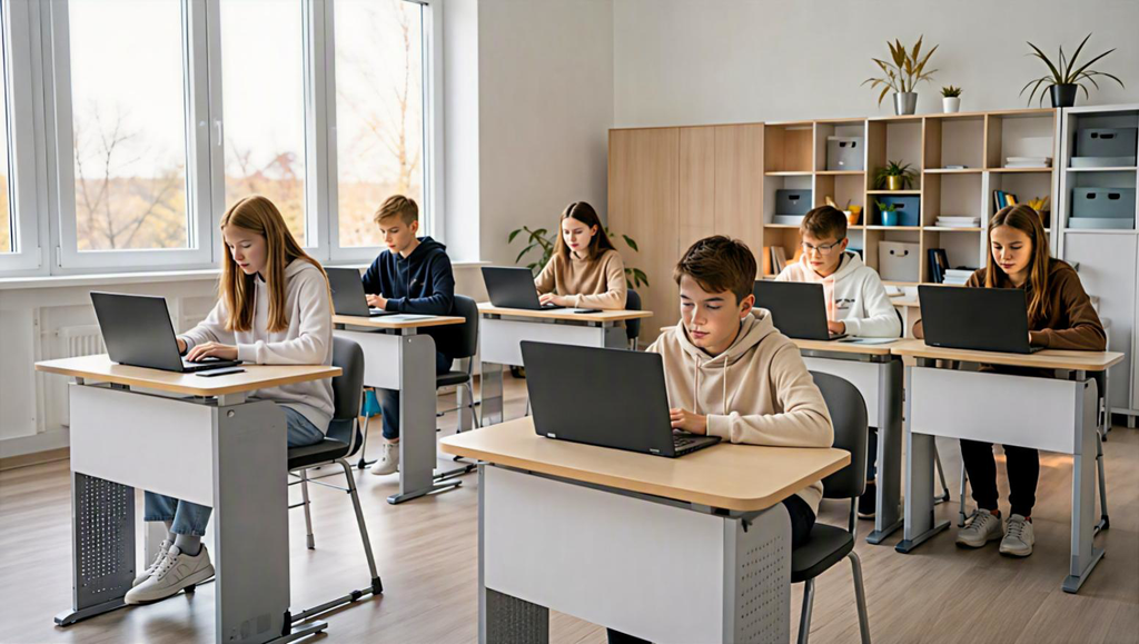 Шкільні столи для роботи з ноутбуками
