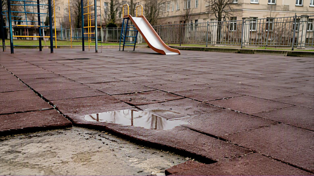 Зношена гумова плитка шкільного майданчика